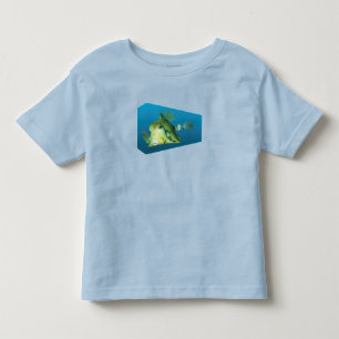 Boxfish -デザイングラデーションの青い背景 トドラーTシャツ
