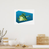Boxfish -デザイングラデーションの青い背景 | ポスター (キッチン)