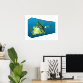 Boxfish -デザイングラデーションの青い背景 | ポスター (ホームオフィス)