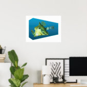 Boxfish - 濃淡ブルーの背景のデザイン | ポスター (ホームオフィス)