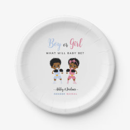 Boxing Baby Pink Blue Gender Reveal Paper Plates ペーパープレート