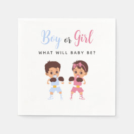 Boxing Baby Pink or Blue Gender Reveal Napkins スタンダードカクテルナプキン