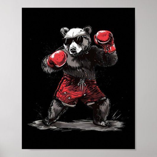 Boxing Bear Lover Boxing Gloves Kickboxing Funny B ポスター (正面)