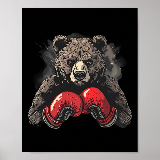 Boxing Bear Lover Boxing Gloves Kickboxing Funny B ポスター (正面)