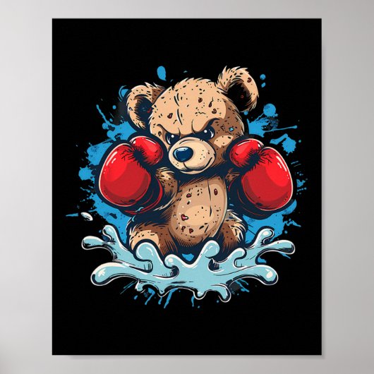 Boxing Bear Lover Boxing Gloves Kickboxing Funny B ポスター (正面)