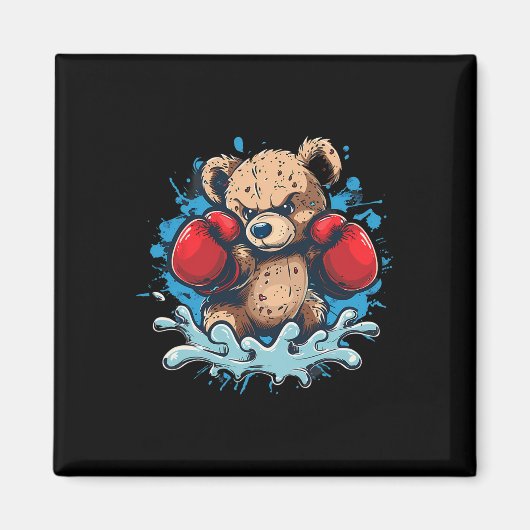 Boxing Bear Lover Boxing Gloves Kickboxing Funny B マグネット (正面)