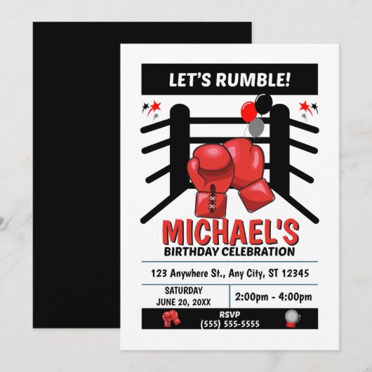 Boxing Birthday Party Invitation 招待状 (正面/裏面)
