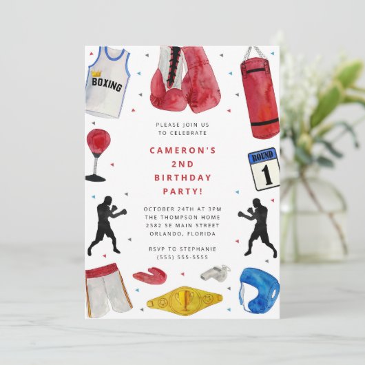 Boxing Boy Birthday Party Invitation 招待状 (スタンド正面)