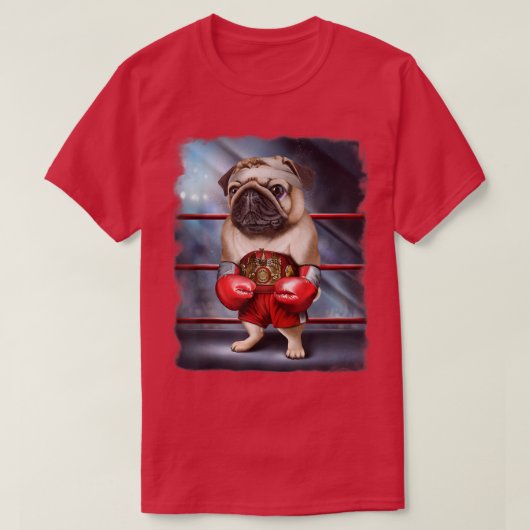 Boxing Champion Pug Dog Fighter  Tシャツ (デザイン正面)