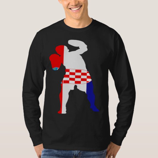 Boxing Croatia Flag Men Boys Box Male Competitive Tシャツ (正面)