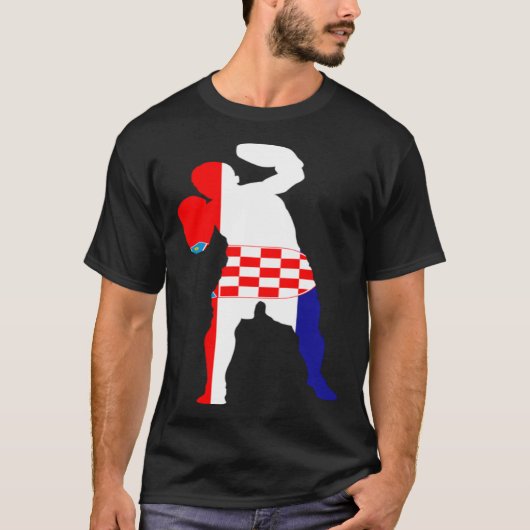 Boxing Croatia Flag Men Boys Box Male Competitive  Tシャツ (正面)