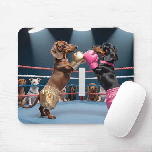 Boxing Dachshunds Mousepad マウスパッド (マウス)