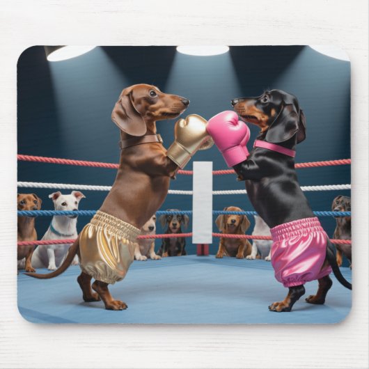 Boxing Dachshunds Mousepad マウスパッド (正面)