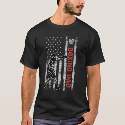 Boxing Dad American Flag Father's Day 4th Of July  Tシャツ (正面)