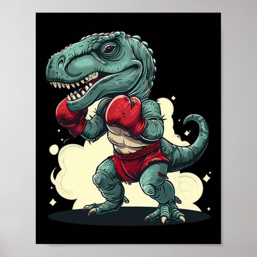 Boxing Dinosaur Boxer Dino Kickboxing T-rex Boxing ポスター (正面)
