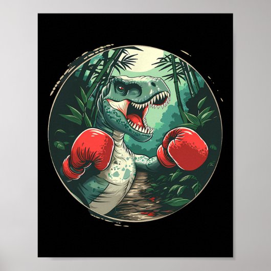 Boxing Dinosaur Boxer Dino Kickboxing T-rex Boxing ポスター (正面)