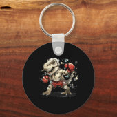 Boxing Dinosaur Boxer T-rex Kickboxing Dino Boxing キーホルダー (正面)