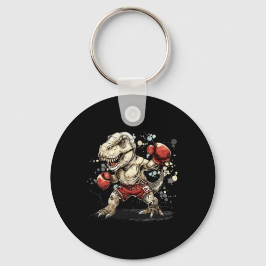 Boxing Dinosaur Boxer T-rex Kickboxing Dino Boxing キーホルダー (正面)