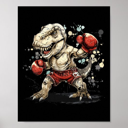 Boxing Dinosaur Boxer T-rex Kickboxing Dino Boxing ポスター (正面)