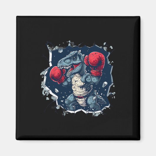 Boxing Dinosaur Boxer T-rex Kickboxing Dino Boxing マグネット (正面)