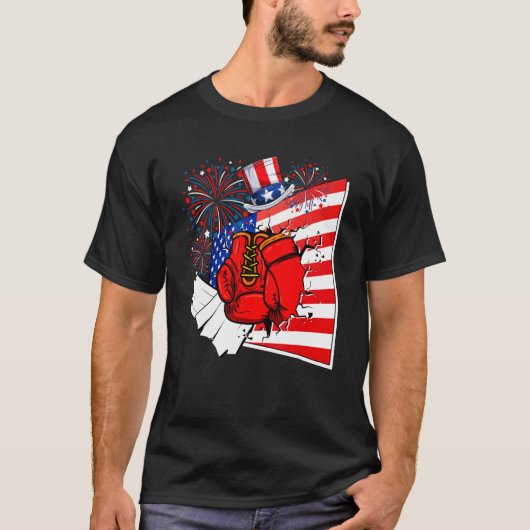 Boxing Equipment Costume American Flag 4th Of July Tシャツ (正面)