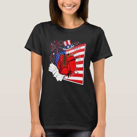 Boxing Equipment Costume American Flag 4th Of July Tシャツ (正面)