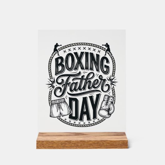 Boxing Father Day Vintage Engraving Shirt Design_1 アクリルサイン (正面)