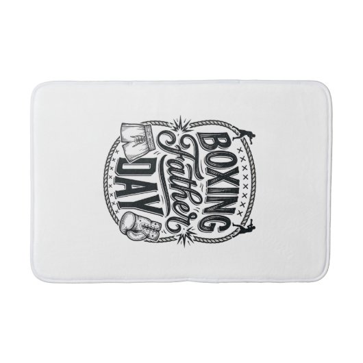 Boxing Father Day Vintage Engraving Shirt Design_1 バスマット (正面)