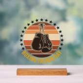 Boxing Father Day Vintage Gloves Shirt Design_1 アクリルサイン (ニュートラル)