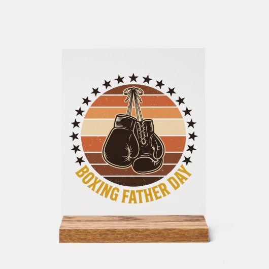 Boxing Father Day Vintage Gloves Shirt Design_1 アクリルサイン (正面)
