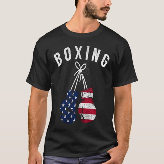 Boxing  For Him Dad Men Box Gloves American Flag U Tシャツ (正面)