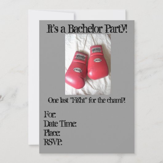 Boxing Glove Bachelor Party Invitations 招待状 (正面)