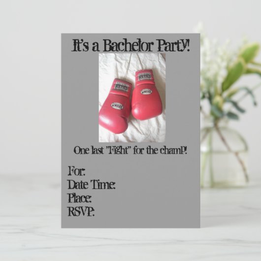 Boxing Glove Bachelor Party Invitations 招待状 (スタンド正面)