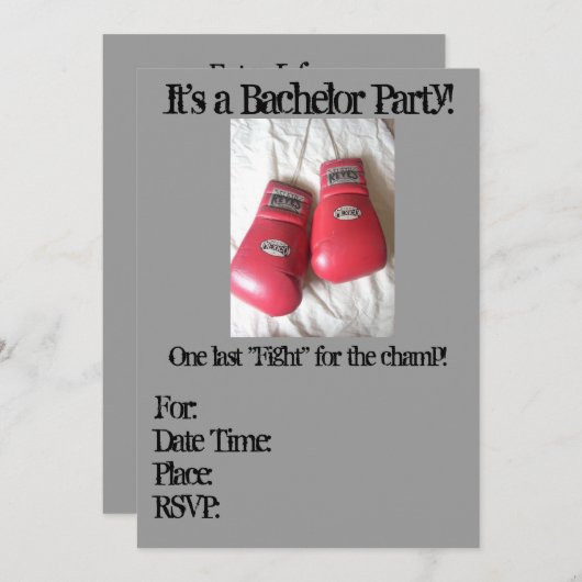 Boxing Glove Bachelor Party Invitations 招待状 (正面/裏面)