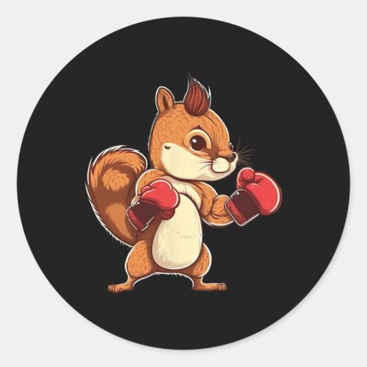 Boxing Gloves Squirrel Boxer Kickboxer Kickboxing ラウンドシール (正面)