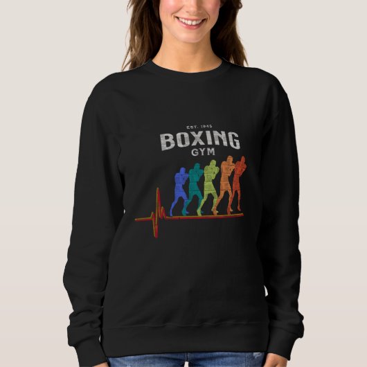 Boxing Gym 1945 Boxer Heartbeat Jab Cross Hook Upp スウェットシャツ (正面)