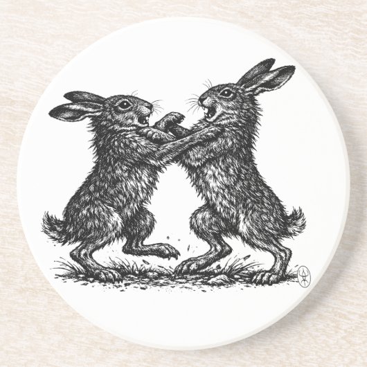 Boxing Hares – Haunted Ink Woodland Duel コースター (正面)