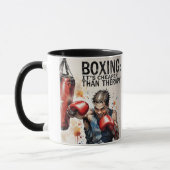 “Boxing – It’s Cheaper Than Therapy Mug” マグカップ (左)