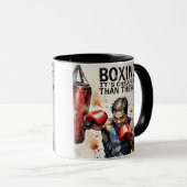 “Boxing – It’s Cheaper Than Therapy Mug” マグカップ (正面右)