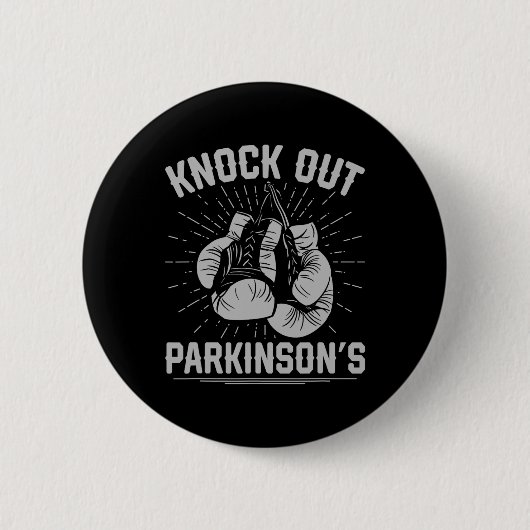 Boxing Kickboxing Fighter Knock Out Parkinsons  缶バッジ (正面)