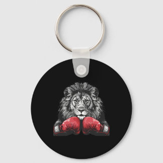 Boxing Lion Portrait Motif Wildlife Kickboxing Lov キーホルダー