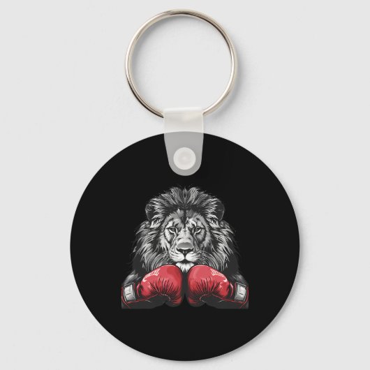Boxing Lion Portrait Motif Wildlife Kickboxing Lov キーホルダー (正面)