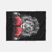 Boxing Lion Portrait Motif Wildlife Kickboxing Lov フリースブランケット (正面(横))