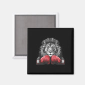 Boxing Lion Portrait Motif Wildlife Kickboxing Lov マグネット (正面/裏面)
