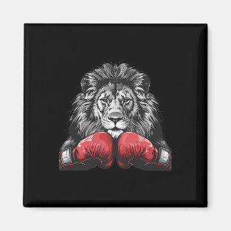 Boxing Lion Portrait Motif Wildlife Kickboxing Lov マグネット