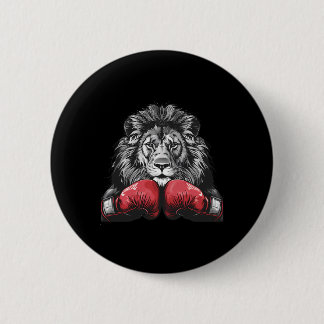 Boxing Lion Portrait Motif Wildlife Kickboxing Lov 缶バッジ