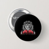 Boxing Lion Portrait Motif Wildlife Kickboxing Lov 缶バッジ (正面&裏面)