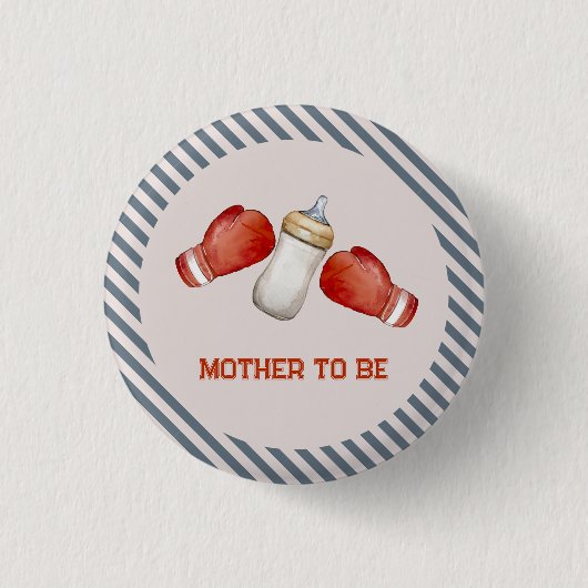 Boxing Little Champion Mother To Be Baby Shower 缶バッジ (正面)