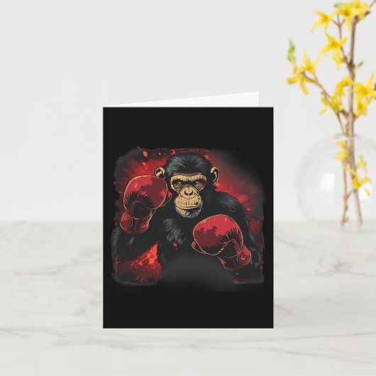 Boxing Monkey With Boxing Gloves Kickboxing Funny  カード (黄色い花)