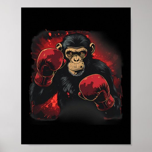 Boxing Monkey With Boxing Gloves Kickboxing Funny  ポスター (正面)